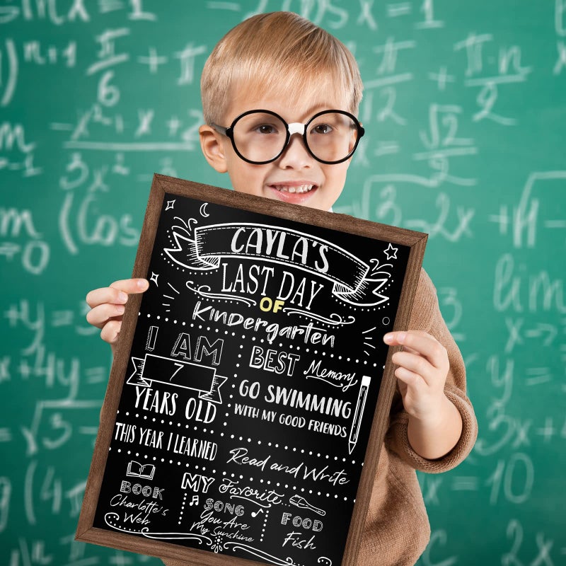 ABERLLS First and Last Day of School Board, 11x14 Inch Double Sided Back to School Sign for Kids, My 1st Day of Chalkboard Sign, Wooden 1st Day Boards of Preschool Kindergarten - Image 2