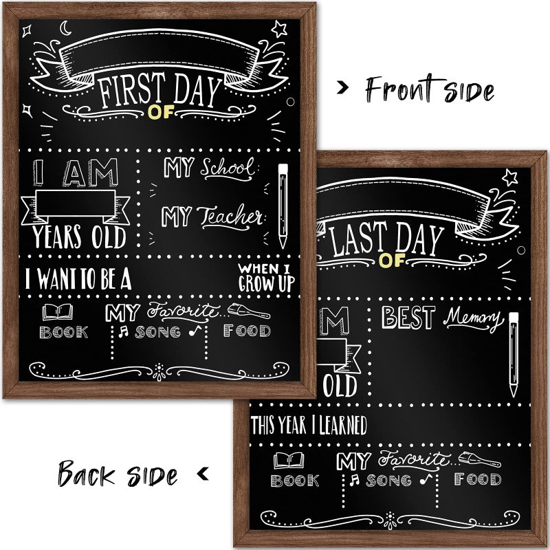 ABERLLS First and Last Day of School Board, 11x14 Inch Double Sided Back to School Sign for Kids, My 1st Day of Chalkboard Sign, Wooden 1st Day Boards of Preschool Kindergarten - Image 4