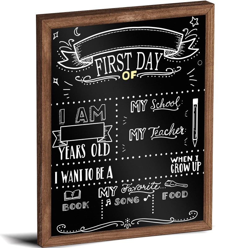 ABERLLS First and Last Day of School Board, 11x14 Inch Double Sided Back to School Sign for Kids, My 1st Day of Chalkboard Sign, Wooden 1st Day Boards of Preschool Kindergarten - Image 1