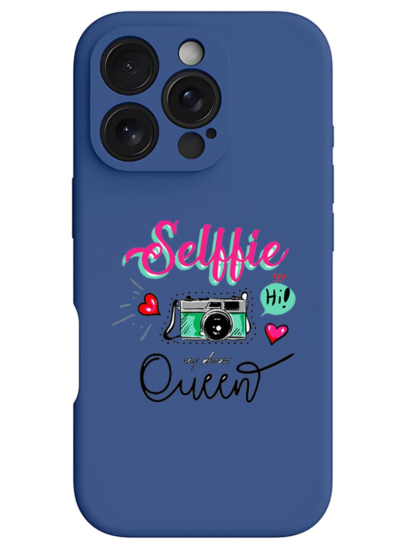 Theodor iPhone 16 Pro Max Blue Protective Slim Fit Case Liquid Silicone Cover with Full Body Protection Anti-Scratch Shockproof Case For iPhone - Selfie queen - Image 1