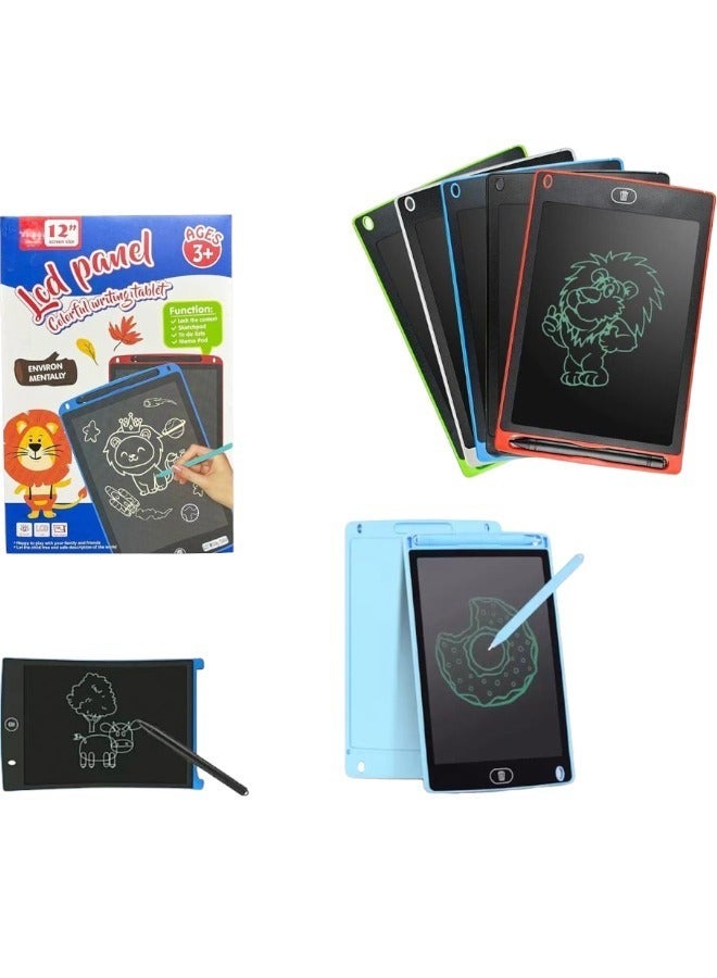 لوحة كتابة LCD ممتعة مقاس 12 بوصة لوحة كتابة LCD لوح رسم لوحي لعبة تعليمية للأطفال والطلاب مع شاشة خفيفة للغاية وألوان عشوائية متنوعة