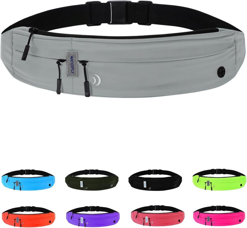 WATERFLY Running Belt Fanny Pack: Runner Marathon Jogging Waist Pack Sport Workout Exercise Fitness Phone Holder Belt for Men Women Jogger Slim Waistband - Image 1