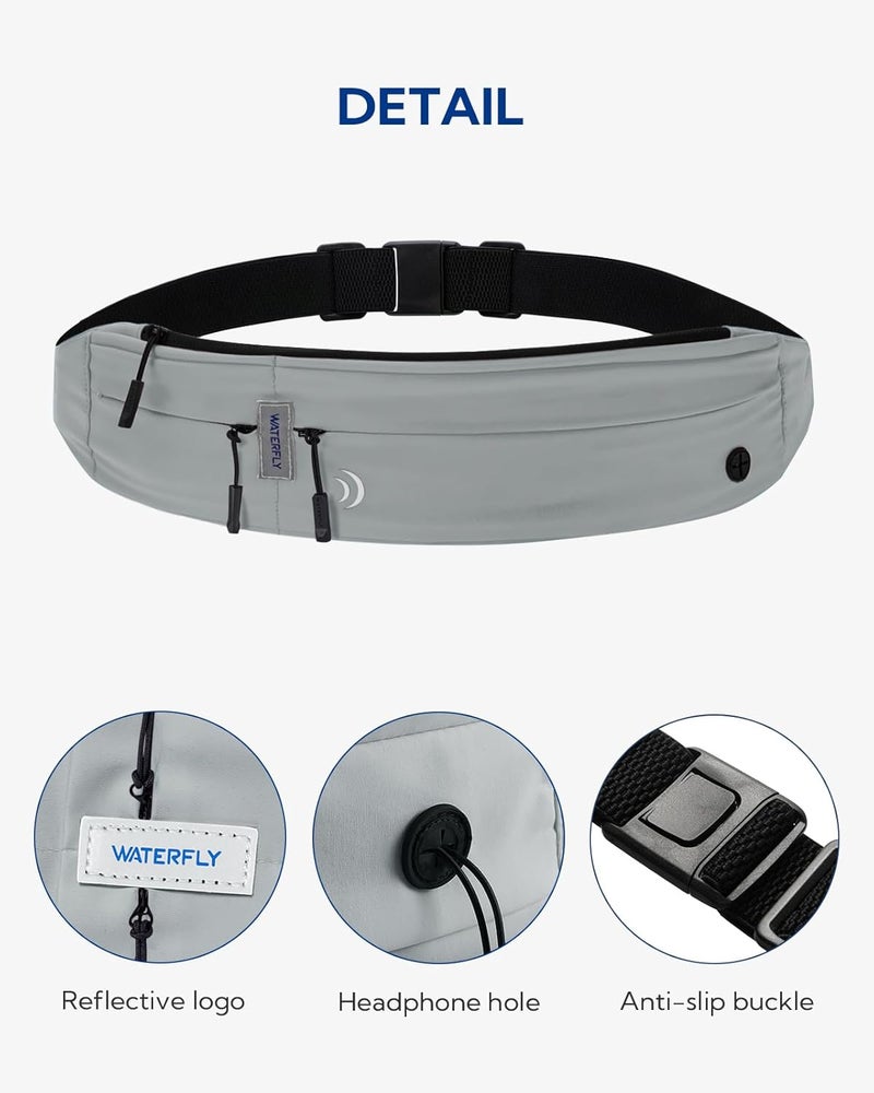 WATERFLY Running Belt Fanny Pack: Runner Marathon Jogging Waist Pack Sport Workout Exercise Fitness Phone Holder Belt for Men Women Jogger Slim Waistband - Image 4