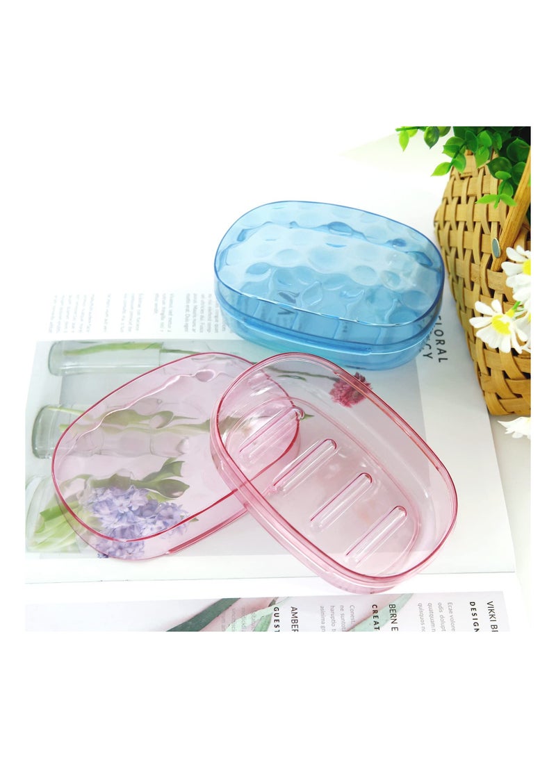 SYOSI 4Pcs Clear Soap Container Plastic Soap Holder with Lid Extra Large Size Soap Bar Case Soap Box Portable Travel Bar Soap Container with 10 random color bracelets  - Image 2