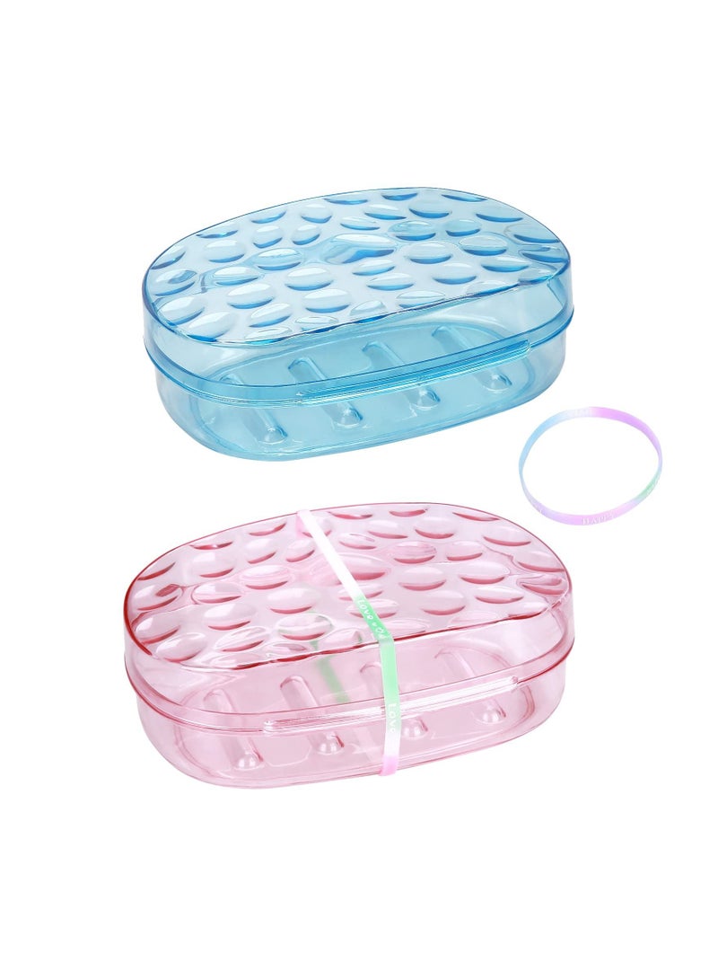 SYOSI 4Pcs Clear Soap Container Plastic Soap Holder with Lid Extra Large Size Soap Bar Case Soap Box Portable Travel Bar Soap Container with 10 random color bracelets  - Image 1