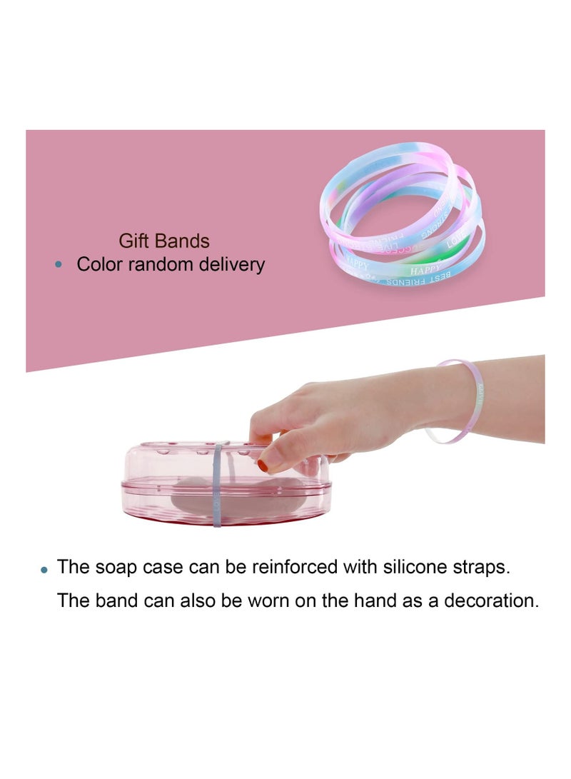 SYOSI 4Pcs Clear Soap Container Plastic Soap Holder with Lid Extra Large Size Soap Bar Case Soap Box Portable Travel Bar Soap Container with 10 random color bracelets  - Image 4