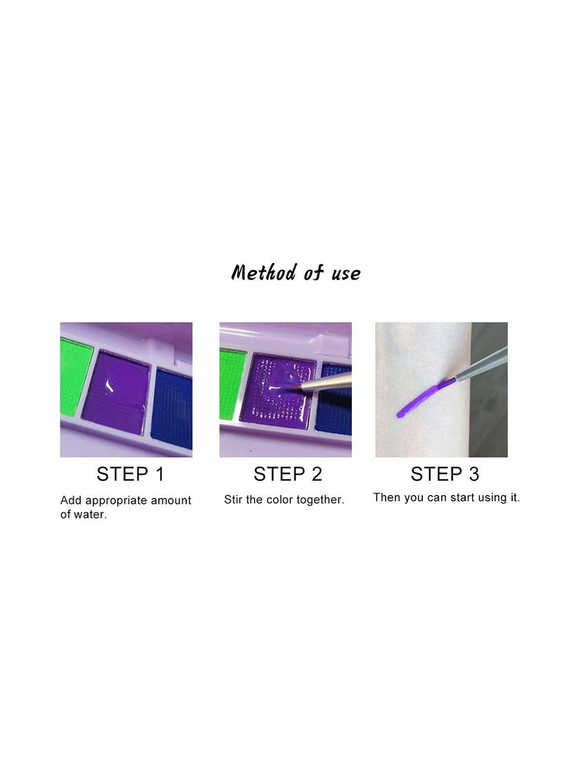 Y&D 2 Pack Glow UV Blacklight Face Paint Bright Colors Neon Fluorescent Body Painting Palette Water Activated Eyeliner Based Makeup In The Dark Washable for Kids Adult - Image 3