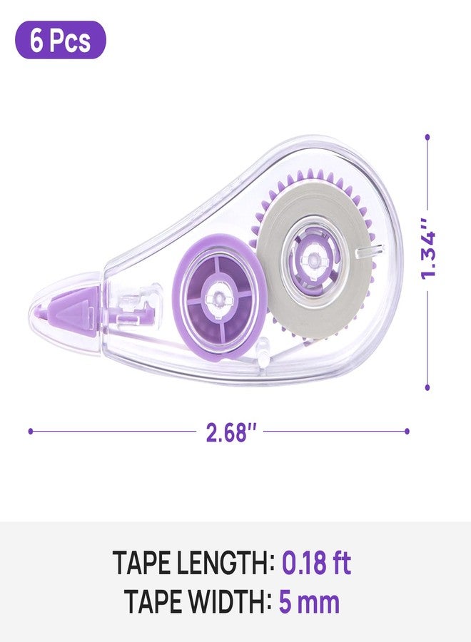 JEFURE 6 Pcs Colorful Core Correction Tape, 18.04 Ft White Wrong Out Tear-Resistant Bulk, Instant Corrections Easy To Use Applicator for School, Office, Note Taking, Journal (Tape Width 0.2 in) - Image 2