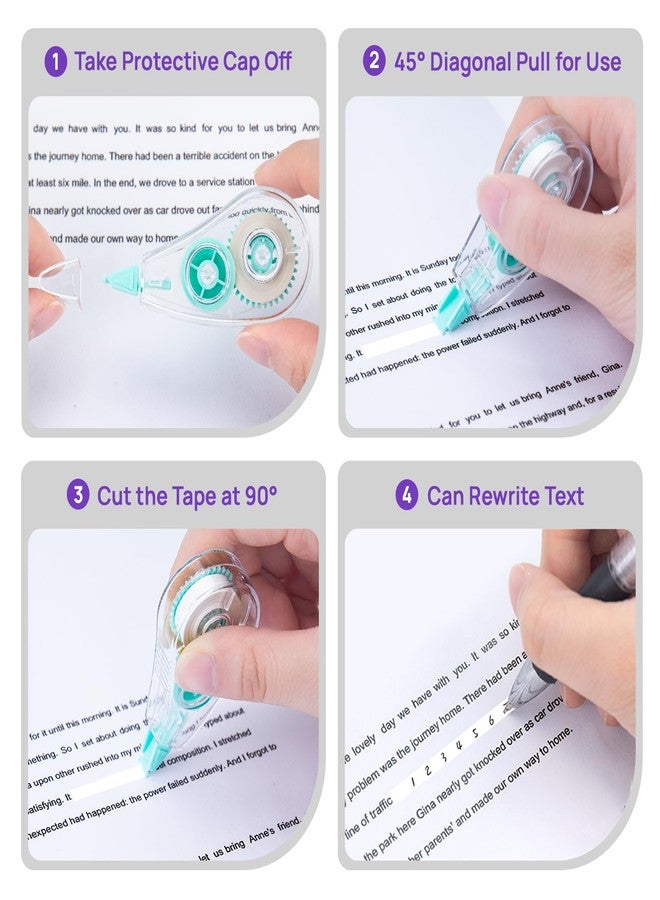 JEFURE 6 Pcs Colorful Core Correction Tape, 18.04 Ft White Wrong Out Tear-Resistant Bulk, Instant Corrections Easy To Use Applicator for School, Office, Note Taking, Journal (Tape Width 0.2 in) - Image 4