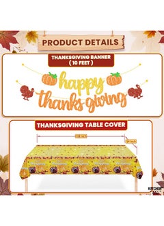 KATCHON KatchOn, Thanksgiving Table Decor - Huge 152Pcs (25 Guest) | Glitter, Happy Thanksgiving Banner and Thanksgiving Tablecloth | Thanksgiving Plates and Napkins Sets, Thanksgiving Decorations for Table  - Image 4