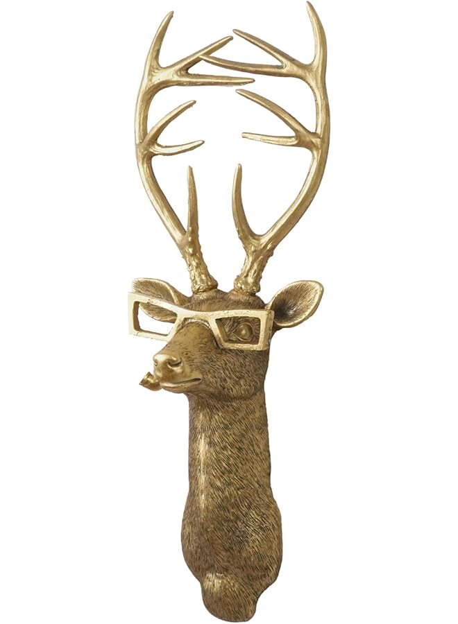 The Bros ديكور جدران برؤوس الحيوانات، رأس غزال مزيف، تماثيل حيوانات لديكور الجدران، ديكور رأس حيوان من الراتنج لتعليقها في غرفة المعيشة أو غرفة النوم أو المطبخ كهدية، غزال - Image 1