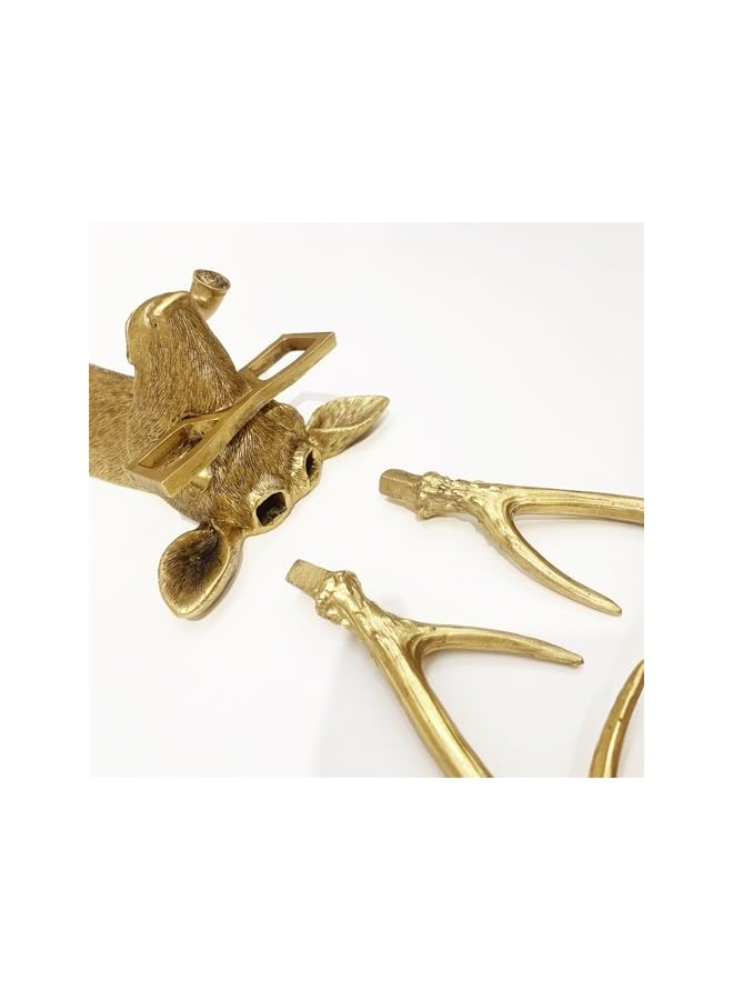 The Bros ديكور جدران برؤوس الحيوانات، رأس غزال مزيف، تماثيل حيوانات لديكور الجدران، ديكور رأس حيوان من الراتنج لتعليقها في غرفة المعيشة أو غرفة النوم أو المطبخ كهدية، غزال - Image 5