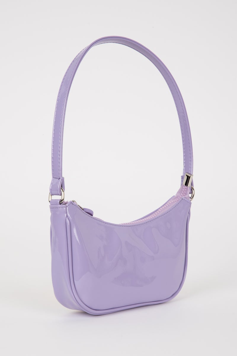 DeFacto Purple Woman Shiny Faux Leather Handbag Casual