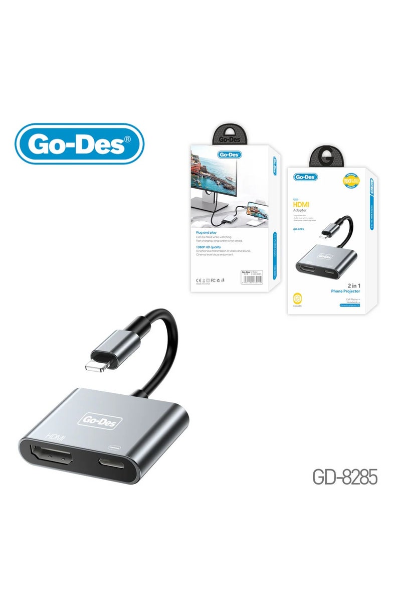 GO-DES 2-in-1 HDTV + Lightning Dual Output Video Converter 1080P HD Display for Phones and Notebooks - Image 1