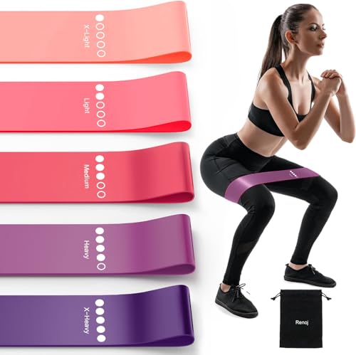 RenoJ Resistance Bands for Working Out, Elastic Exercice Loop Bands for Physical Therapy, Yoga Starter Set of Stretch Bands for Booty Legs, Pilates Flexbands - Image 1