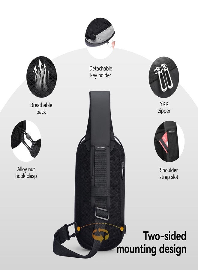 MS Mark Ryden Hard Shell Sling Backpack for Men, Water Resistant Crossbody Backpack with USB Charging Port, Chest Bag for Travel, Gym - Image 2