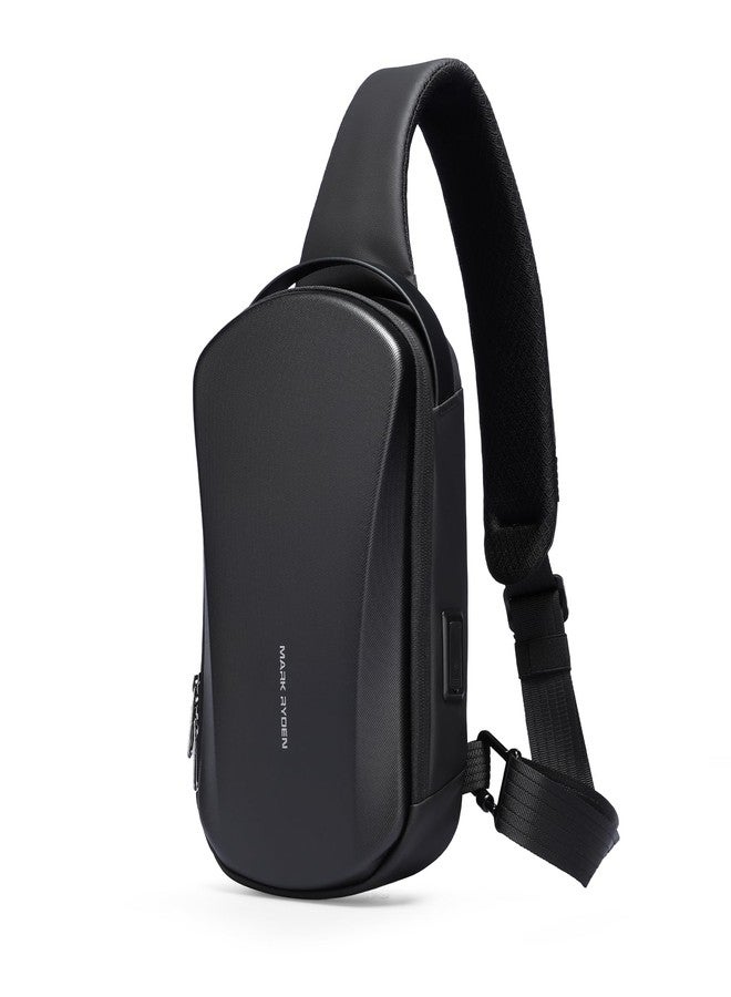 MS Mark Ryden Hard Shell Sling Backpack for Men, Water Resistant Crossbody Backpack with USB Charging Port, Chest Bag for Travel, Gym - Image 1