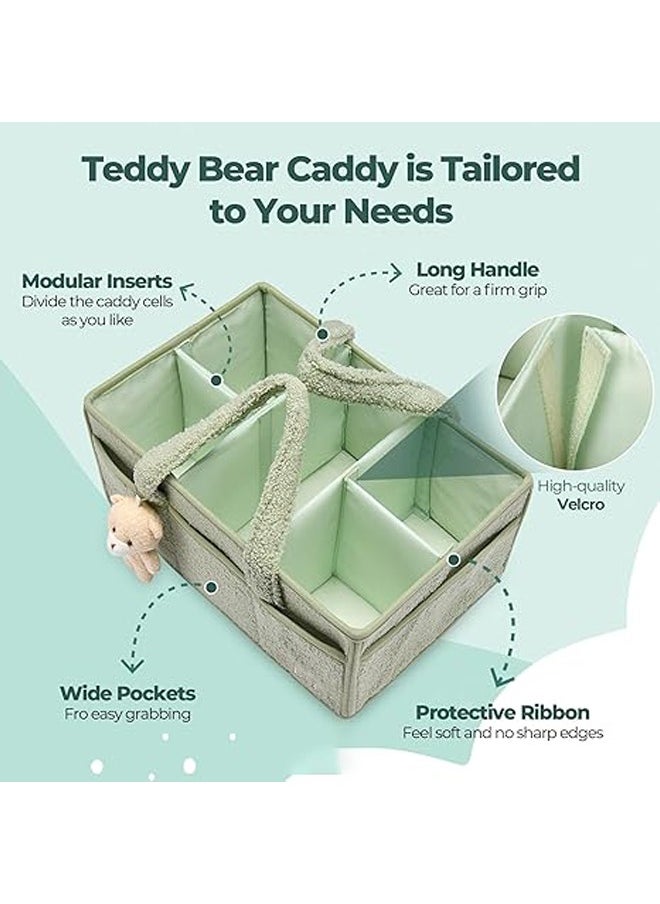 Arabest Baby Diaper Caddy,Baby Diaper Caddy Organizer ,Nursery Storage Bin for Changing Table,Storage Basket for Newborn Boys Girls, Foldable and Portable(Green)  - Image 3