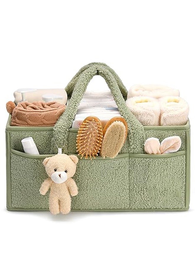 Arabest Baby Diaper Caddy,Baby Diaper Caddy Organizer ,Nursery Storage Bin for Changing Table,Storage Basket for Newborn Boys Girls, Foldable and Portable(Green)  - Image 1