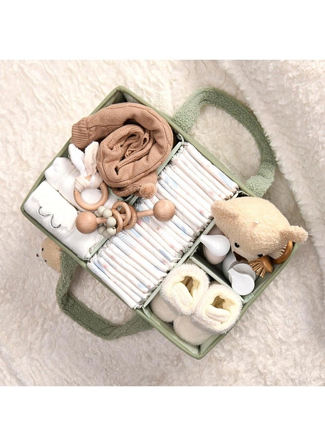 Arabest Baby Diaper Caddy,Baby Diaper Caddy Organizer ,Nursery Storage Bin for Changing Table,Storage Basket for Newborn Boys Girls, Foldable and Portable(Green)  - Image 5