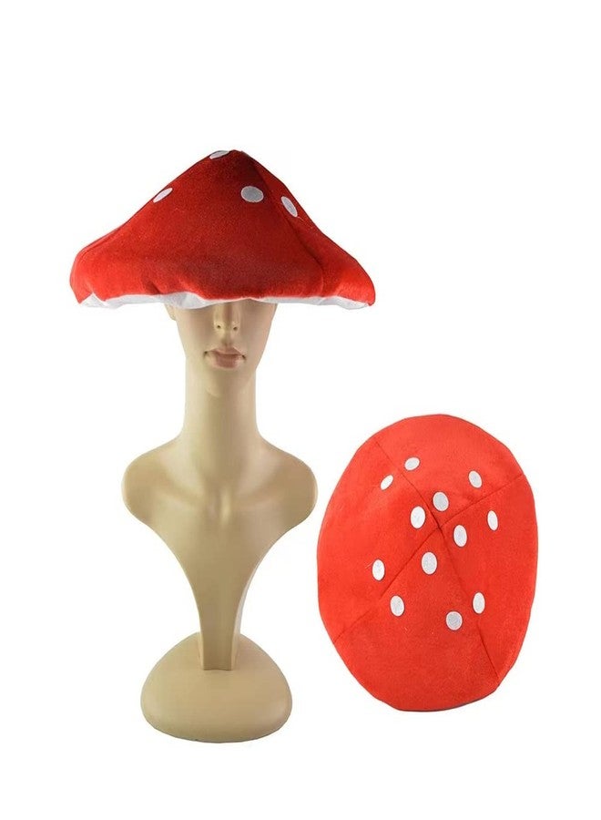 Hosfairy Red White Spotted Mushroom Hat Plush Mushroom Hat Cosplay Costume Accessory for Christmas Halloween Party Favors Hat Costume Photo Props - Image 3