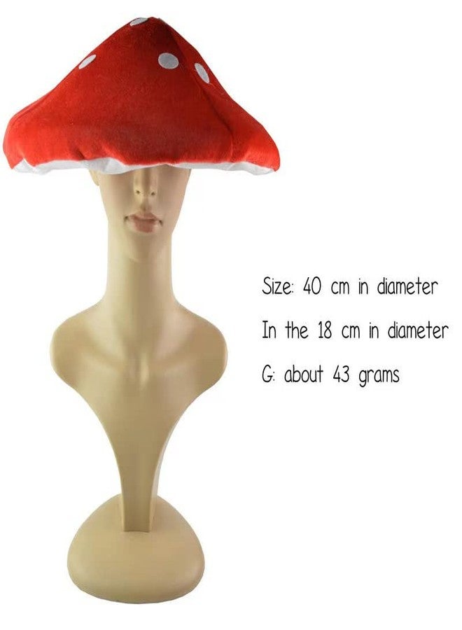 Hosfairy Red White Spotted Mushroom Hat Plush Mushroom Hat Cosplay Costume Accessory for Christmas Halloween Party Favors Hat Costume Photo Props - Image 5