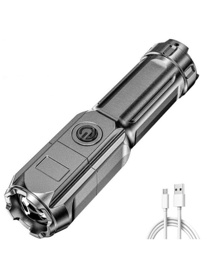 Portable LED Flashlight: USB, Bright, Waterproof, Zoomable 