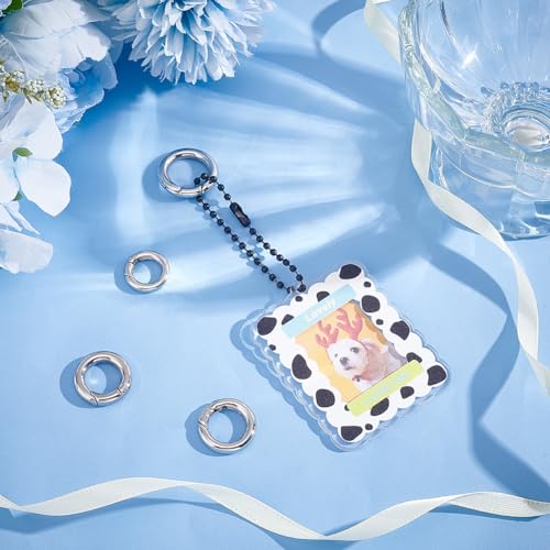 UNICRAFTALE 4pcs 4 Sizes Spring Gate Rings Stainless Steel Key Rings Carabiner Lock Clasps Connector Keychain Ring Round Snap Clasps Metal Spring Gate Rings for Jewelry Making Bag Purse Handbag Strap - Image 3