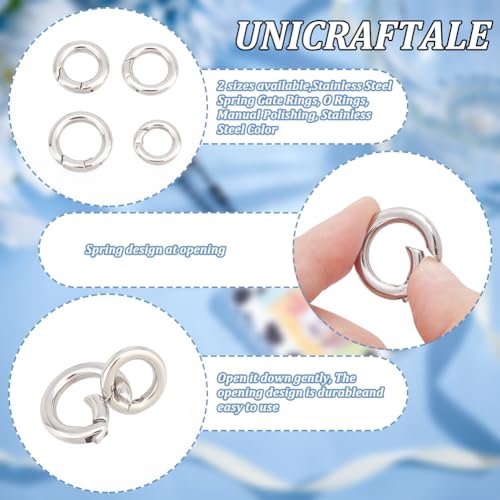 UNICRAFTALE 4pcs 4 Sizes Spring Gate Rings Stainless Steel Key Rings Carabiner Lock Clasps Connector Keychain Ring Round Snap Clasps Metal Spring Gate Rings for Jewelry Making Bag Purse Handbag Strap - Image 5