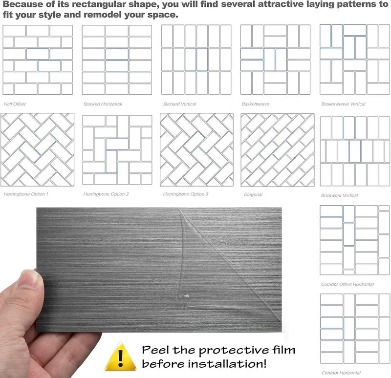 AULIGET 100 Piece Peel and Stick Backsplash Metal Tile, 3" x 6" Stick on Tiles for Backsplash Kitchen, Bathroom, Laundry Room, Camper, Fireplace - Image 5