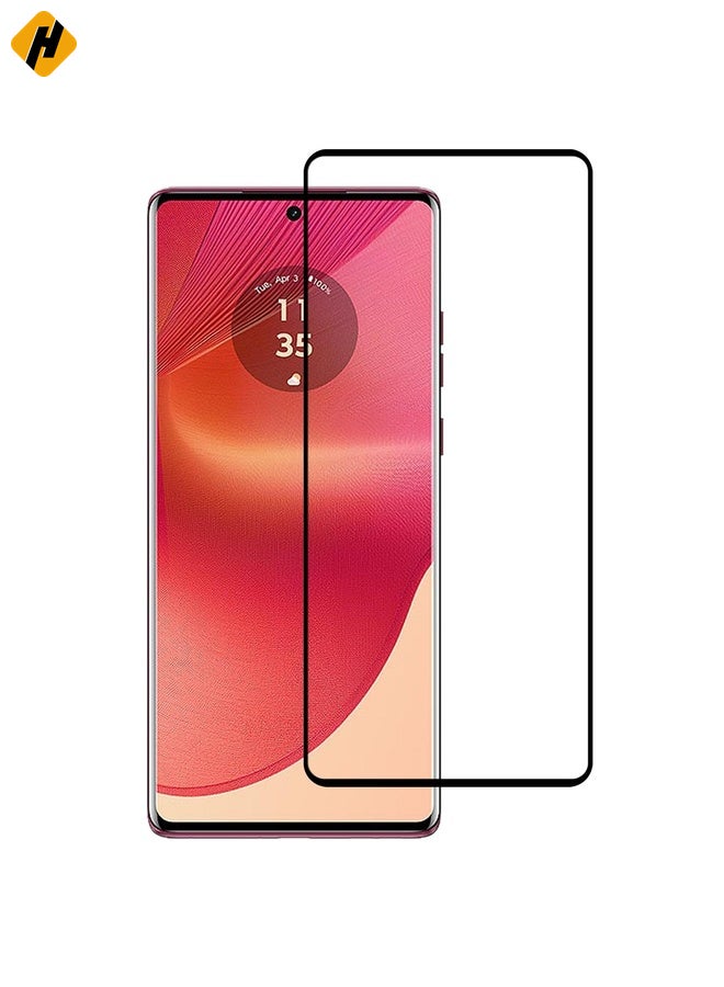 HuHa Screen Protector For Motorola Edge 50 Fusion Edge Glue 9H HD 3D Curved Edge Tempered Glass Film(Black) - Image 1