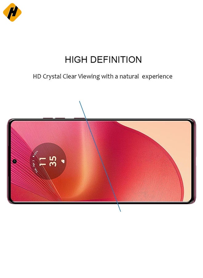 HuHa Screen Protector For Motorola Edge 50 Fusion Edge Glue 9H HD 3D Curved Edge Tempered Glass Film(Black) - Image 4