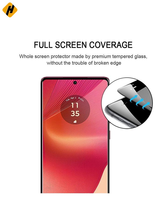 HuHa Screen Protector For Motorola Edge 50 Fusion Edge Glue 9H HD 3D Curved Edge Tempered Glass Film(Black) - Image 3