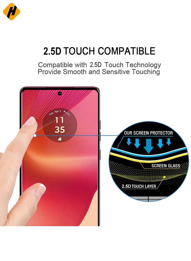 HuHa Screen Protector For Motorola Edge 50 Fusion Edge Glue 9H HD 3D Curved Edge Tempered Glass Film(Black) - Image 5