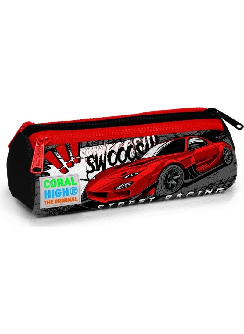 CORAL HIGH Red Car Patterned Nutrition School Bag with Pen Holder  - Image 4