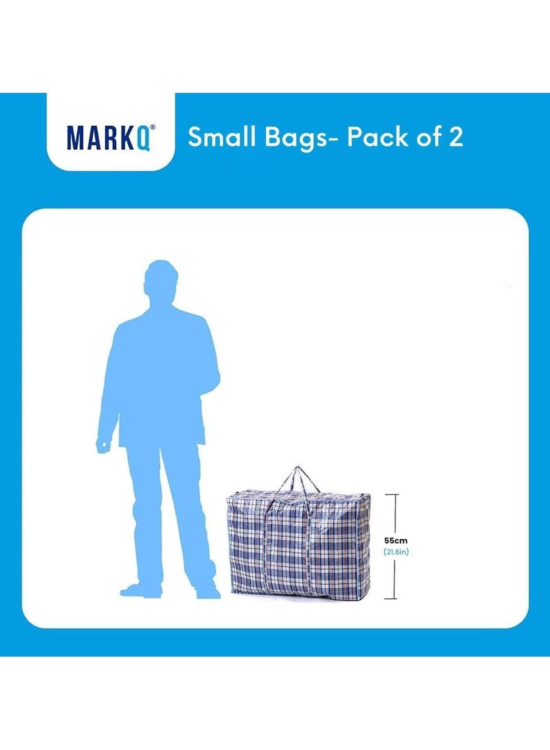 Laundry Bags With Zip & Handle, 2 Pack Heavy Duty Reusable Storage Bag For Clothes Moving House Grocery Shopping Bag. Small -55 x 50 x 30 cm