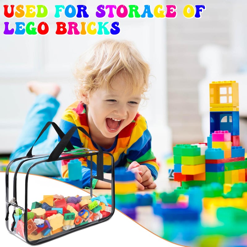 YOPCDJ 8 Packs Large Toy Storage Bags, Reusable Clear PVC Board Game Storage, Toy Storage Organizer Bags with Zipper for Building Blocks, Puzzle and Handmade Accessories, Clear Toiletry Bag - Image 5