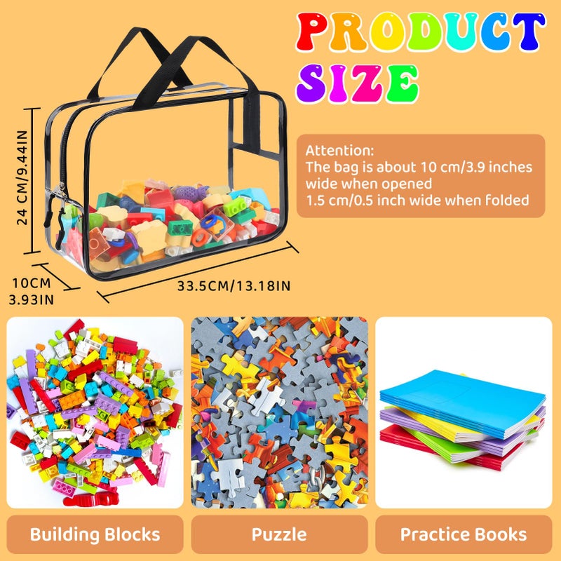 YOPCDJ 8 Packs Large Toy Storage Bags, Reusable Clear PVC Board Game Storage, Toy Storage Organizer Bags with Zipper for Building Blocks, Puzzle and Handmade Accessories, Clear Toiletry Bag - Image 2