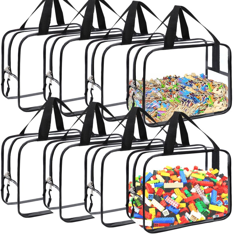 YOPCDJ 8 Packs Large Toy Storage Bags, Reusable Clear PVC Board Game Storage, Toy Storage Organizer Bags with Zipper for Building Blocks, Puzzle and Handmade Accessories, Clear Toiletry Bag - Image 1