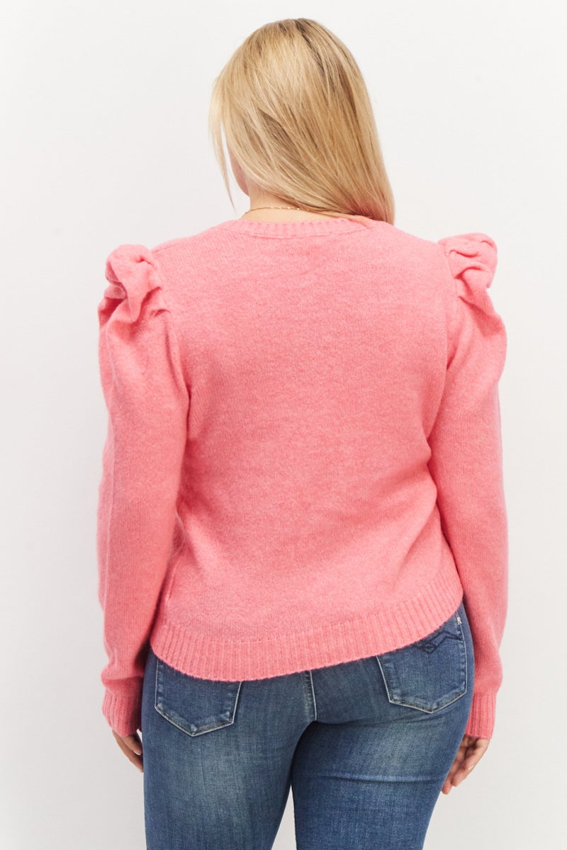 STEVE MADDEN سويت شيرت محبوك على شكل حرف V للنساء، سكر بلوم - Image 3