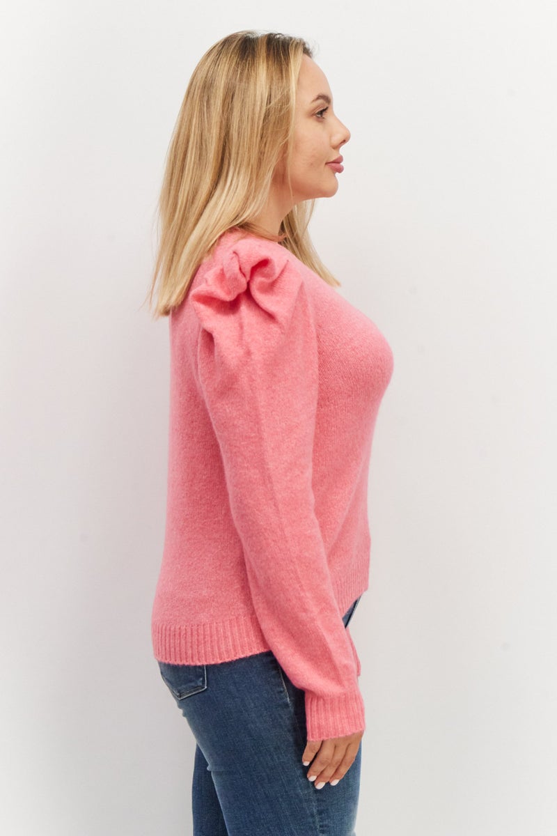 STEVE MADDEN سويت شيرت محبوك على شكل حرف V للنساء، سكر بلوم - Image 4