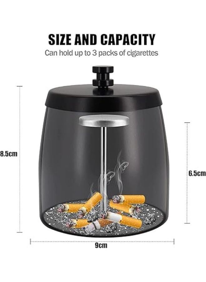 Cigarette Ashtray with Lid Smokeless Stainless Steel Ash Trays Covered Windproof Smell Proof Ashtrays for Outside Patio Home Odorless Office Tabletop - Image 2