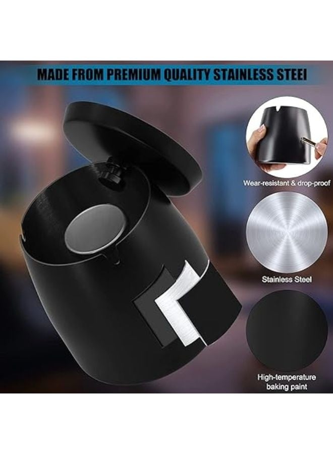 Cigarette Ashtray with Lid Smokeless Stainless Steel Ash Trays Covered Windproof Smell Proof Ashtrays for Outside Patio Home Odorless Office Tabletop - Image 3