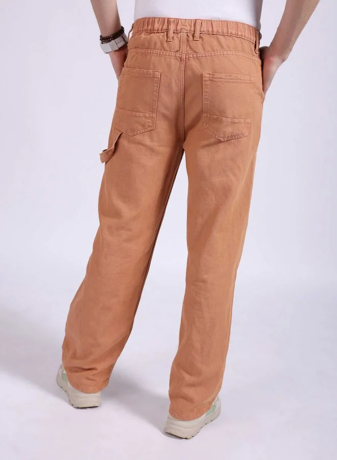 The Indian Garage Co Men Baggy Solid Mid-Rise Stretchable Jeans