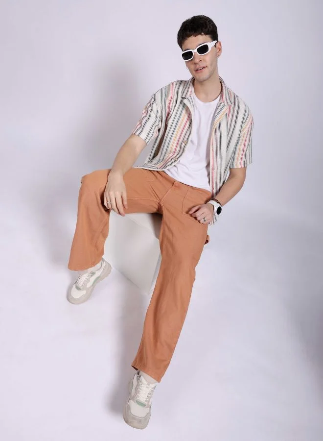 The Indian Garage Co Men Baggy Solid Mid-Rise Stretchable Jeans