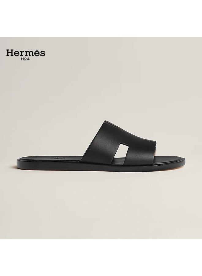 Hermes H24 صندل هيرميس H24 إزمير للرجال، صيفي، بدون أربطة، مسطح، بمقدمة مستديرة، أسود - Image 3