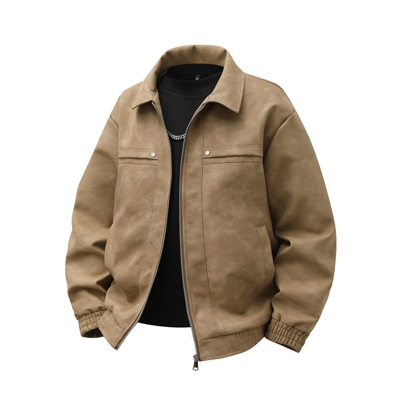 Men'S Jacket Trendy Brand Ins Youth Stylish Versatile Leather Coat Loose 2025 Top - Image 1