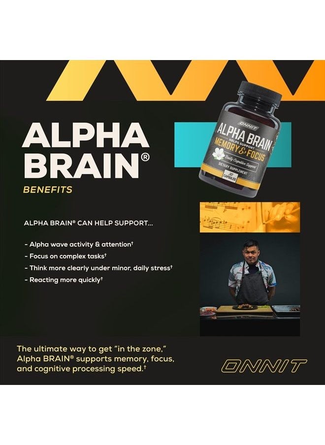 Onnit - Alpha Brain Premium Nootropic Brain Supplement, 30 Count, for Men & Women - Caffeine-Free Focus Capsules for Concentration, Brain & Memory Support - Brain Booster Cat's Claw, Bacopa, Oat Straw - Image 1