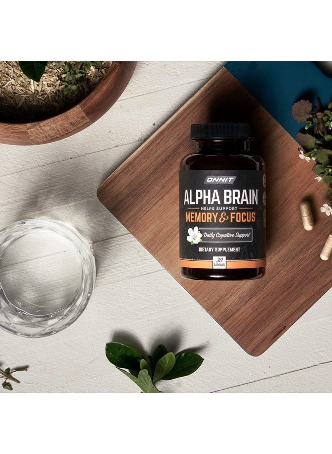 Onnit - Alpha Brain Premium Nootropic Brain Supplement, 30 Count, for Men & Women - Caffeine-Free Focus Capsules for Concentration, Brain & Memory Support - Brain Booster Cat's Claw, Bacopa, Oat Straw - Image 1
