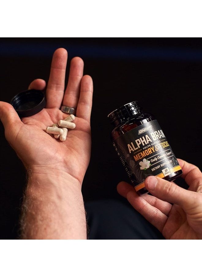 Onnit - Alpha Brain Premium Nootropic Brain Supplement, 30 Count, for Men & Women - Caffeine-Free Focus Capsules for Concentration, Brain & Memory Support - Brain Booster Cat's Claw, Bacopa, Oat Straw - Image 1